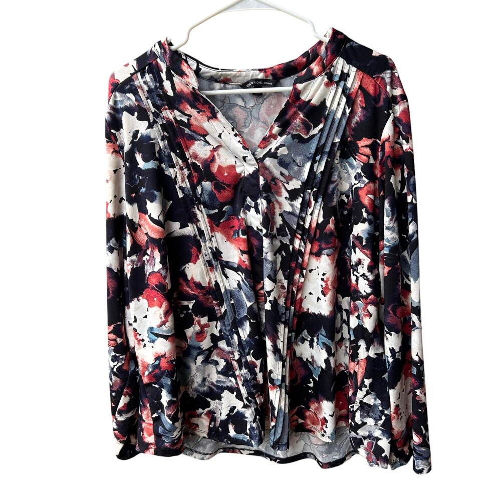 Zac & Rachel floral Knit Blouse Size 2X